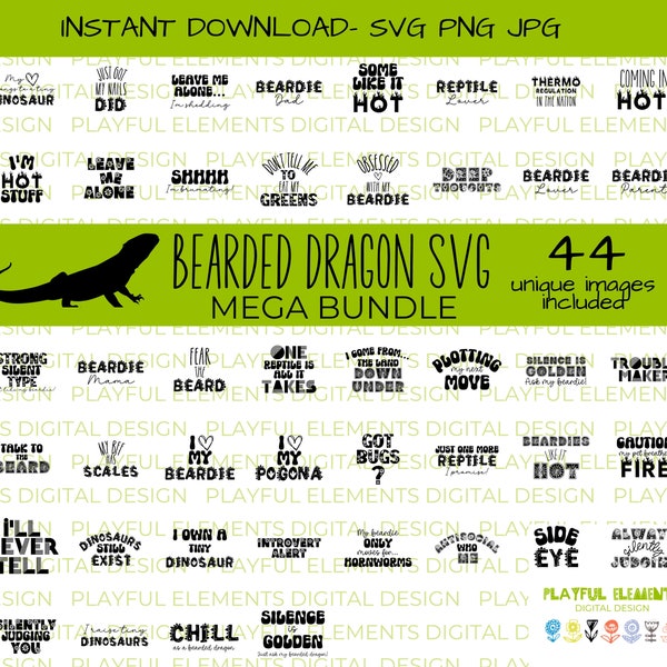 Bearded Dragon SVG, Mega SVG Bundle, Lizard SVG, Reptile Home Decor