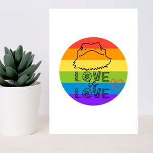 Carte d'anniversaire colorée LGBTQ+ avec dragon barbu - Téléchargement imprimable