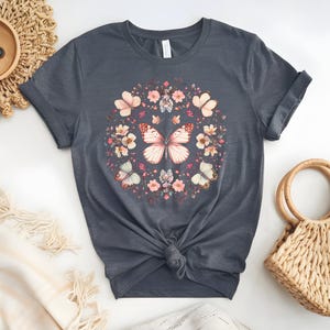 Vintage Butterfly Floral Boho tshirt,  Botanical Floral Tee, Buterfly tee, Wildflowers Sweatshirt, Butterfly lovers tee, Botanical Shirt