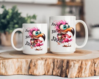 Funny Flamingo Coffee Mug: Java Addict Gift