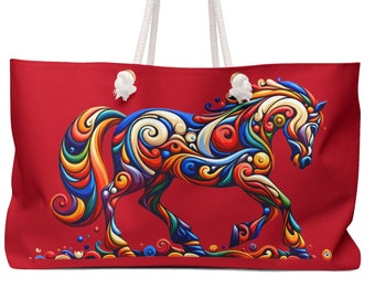 HORSE LOVER WEEKENDER Tote Sleepover Bag Horse Overnight Bag Horse Barn Bag Gift for Horse Lover Gift Western Accessory Bag Carryall Tote