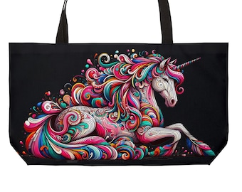 Unicorn Lover Weekender Tote: Colorful Art Design Overnight Bag