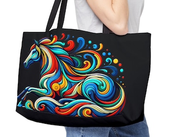 HORSE LOVER WEEKENDER Tote Sleepover Bag Horse Overnight Bag Horse Barn Bag Gift for Horse Lover Gift Western Accessory Bag Carryall Tote