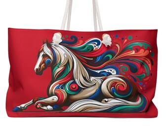 HORSE LOVER TOTE Weekender Tote Sleepover Bag Horse Overnight Bag Horse Barn Bag Gift for Horse Lover Gift Western Tote Bag Carryall Tote