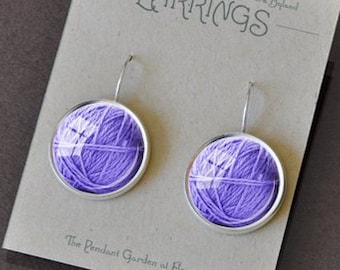 BALL of YARN EARRINGS 16mm Pierced Dangle Earrings Knitter's Earrings Knitting Jewelry Knitting Gift Knitting Earrings Pierced Drop Earrings