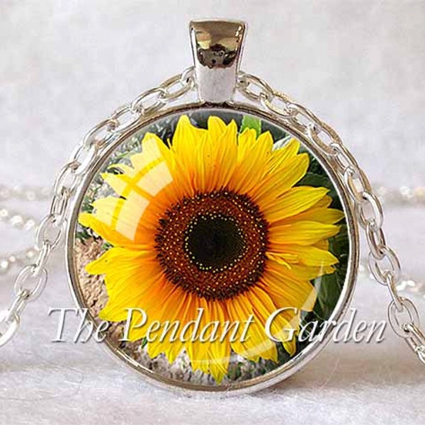 Sunflower Pendant Necklace: Yellow Floral Jewelry, Sunflower Lover Gift