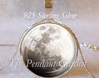 OVER THE MOON Sterling Moon Pendant Sterling Silver Full Moon Necklace Astronomy Jewelry 925 Sterling Planet Jewelry Moon Gift Astrology