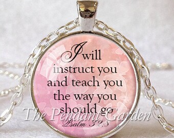 PSALM 32:8 PENDANT Bible Quote Necklace Scripture Pendant Bible Verse Necklace Christian Gift for Christian Jewelry Judaica Psalm Pendant