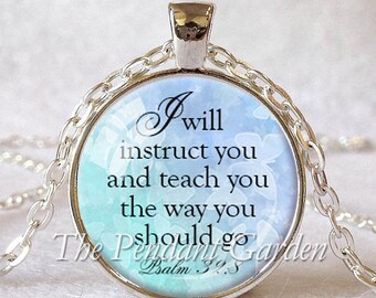 PSALM 32:8 PENDANT Bible Quote Necklace Scripture Pendant Bible Verse Necklace Christian Gift for Christian Jewelry Judaica Psalm Pendant