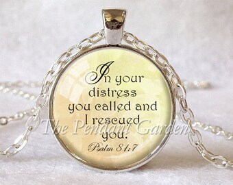 PSALM 81:7 SCRIPTURE NECKLACE Scripture Jewelry Christian Gift for Christian Bible Verse Necklace Spiritual Quote Comfort Hope Judaica