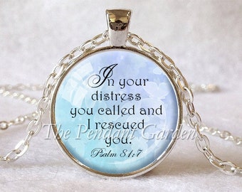 PSALM 81:7 SCRIPTURE NECKLACE Scripture Jewelry Christian Gift for Christian Bible Verse Necklace Spiritual Quote Comfort Hope Judaica
