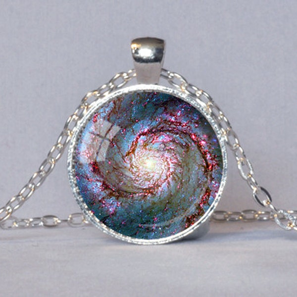 GALAXY PENDANT Whirlpool Galaxy Astronomy Gift for Astronomer Space Jewelry Geek Gift for Geek Science Jewelry Science Necklace