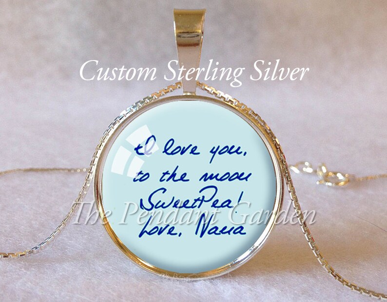 STERLING SILVER MEMORIAL Signature Pendant Personalized Memorial Handwriting Jewelry In Loving Memory Personal Handwriting Jewelry Memorial