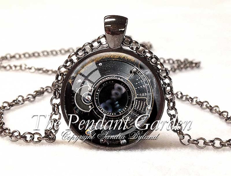 ANTIQUE CAMERA LENS Pendant Black White Gray Camera Necklace Photographer Gift Wedding Photographer Camera Pendant Not an Actual Lens