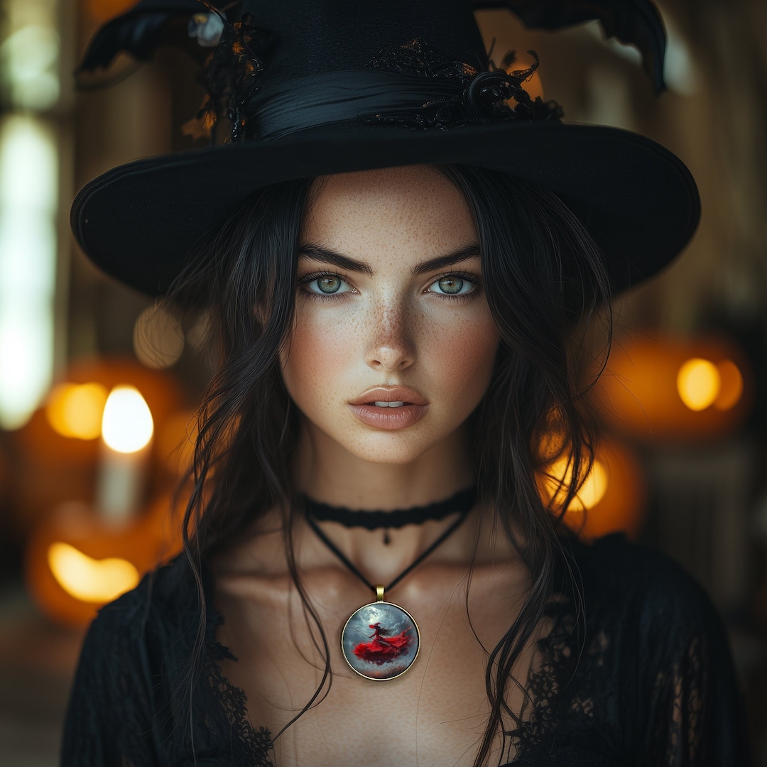 HALLOWEEN WITCH PENDANT Halloween Flying Witch Halloween Witch Necklace ...