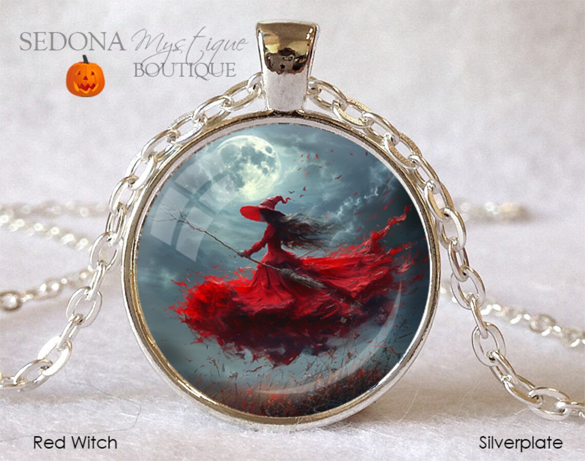 HALLOWEEN WITCH PENDANT Halloween Flying Witch Halloween Witch Necklace ...