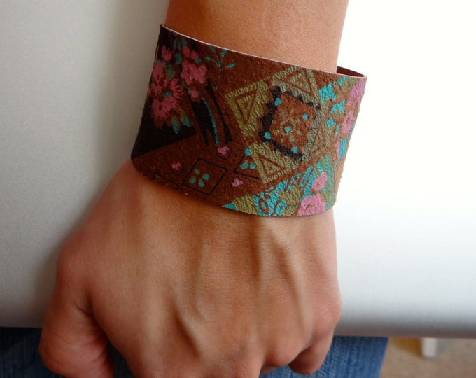 Vintage Printed Suede Wrap Bracelet Etsy
