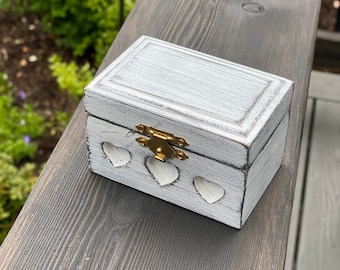 Small wooden treasure chest, jewelry box, keepsake box, ring box