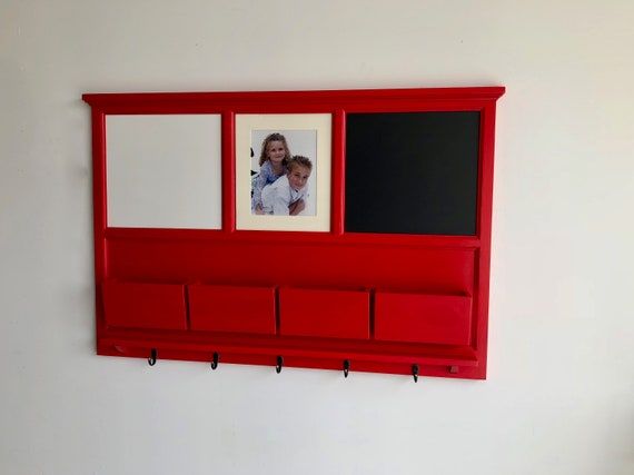 Wall Organizer with Magnetic Dry Erase, Magnetic Chalkboard, 8x10 photo area, mail slots, key hooks