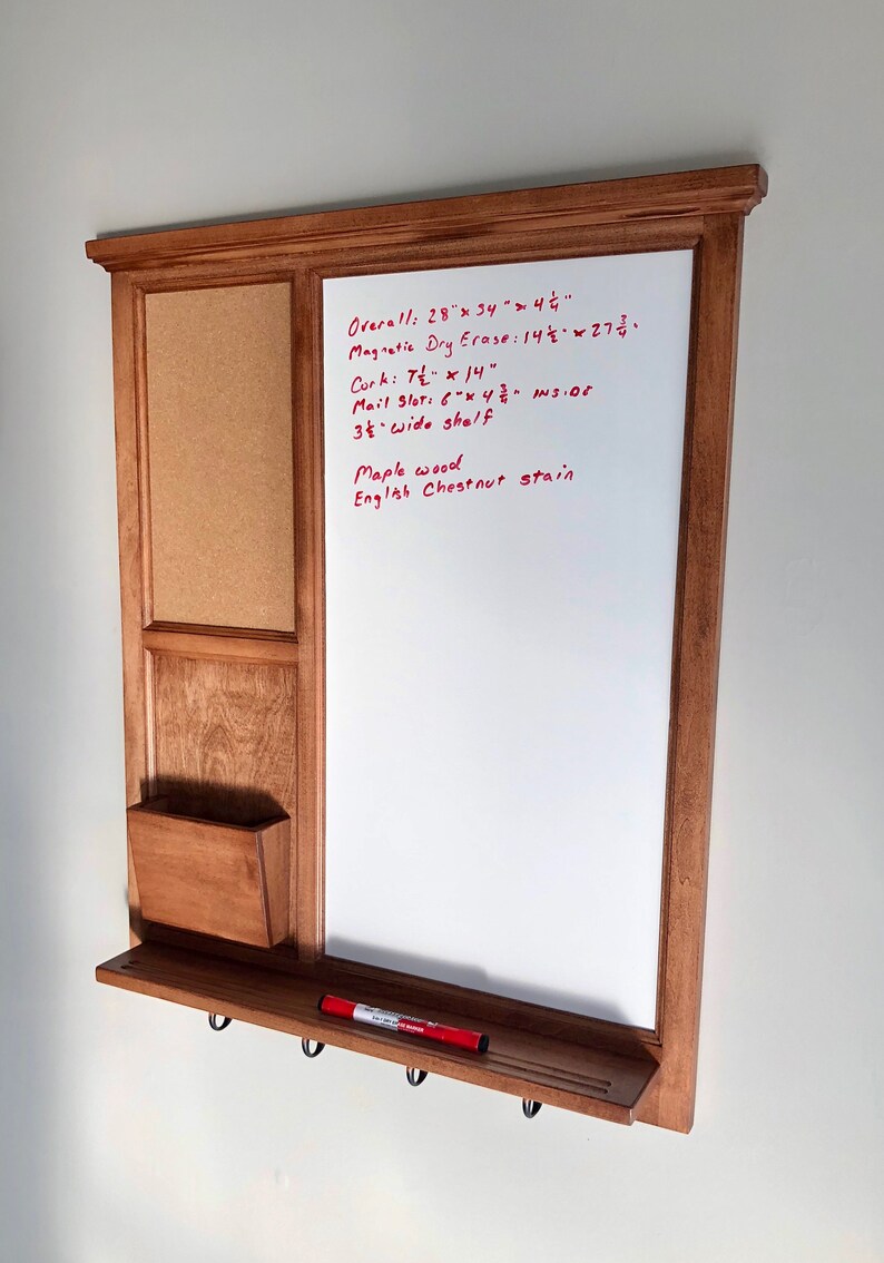 Maple Wood Wall Organizer Magnetic Dry Erase 28 Wide By 34 Tall
