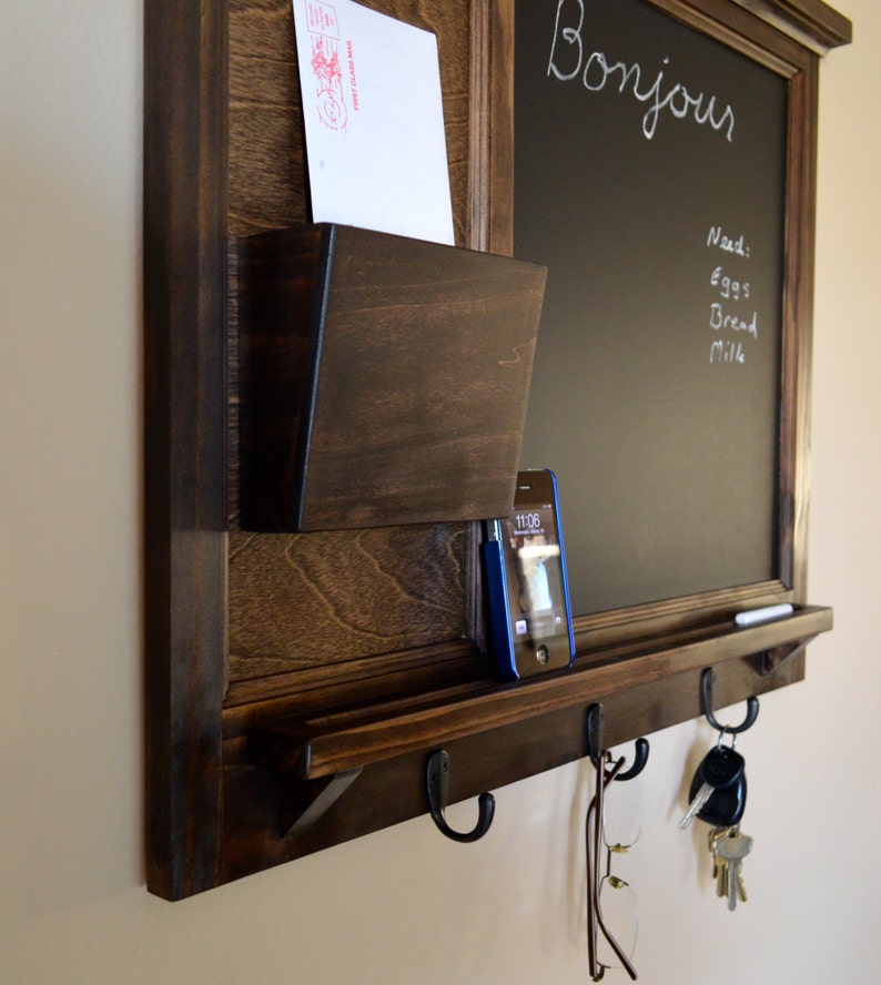 Chalkboard Mail Organizer Letter Holder Key / Coat / Hat Rack Etsy