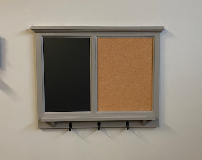 Featured listing image: SALE - currently marked 60.00 off(regular price 269.00) - Family Wall Organizer with Magnetic Chalkboard and Cork board