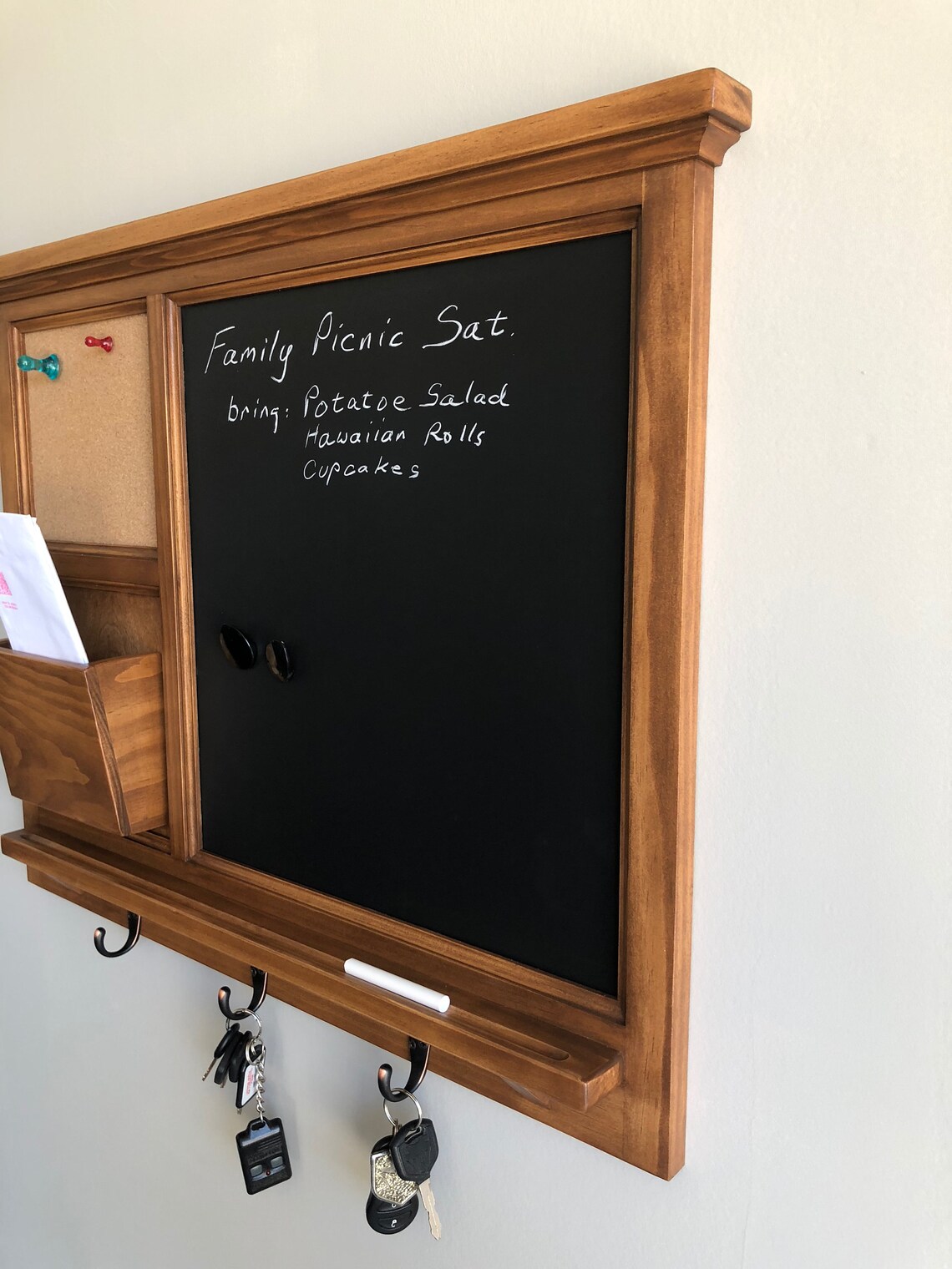 Chalkboard Wall Organizer with cork board letter Etsy