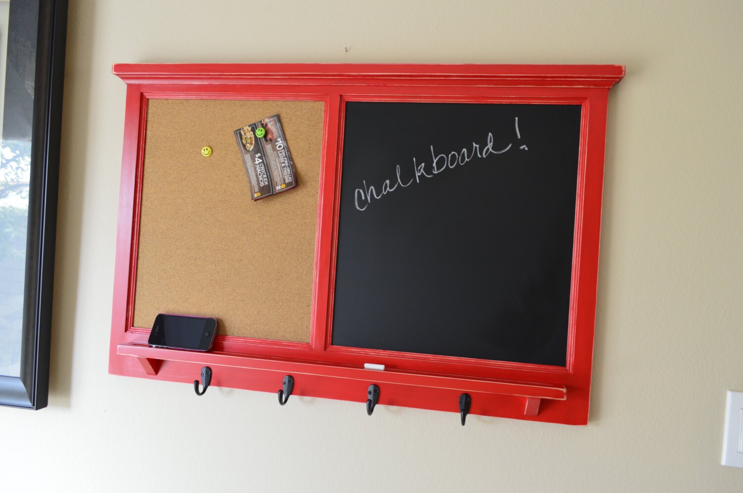 34 x 22.5 custom wall organizer cork & chalk board Etsy