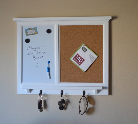 MAGNETIC White Board & Corkboard Wall Organizer
