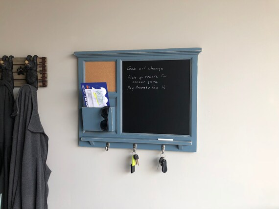 Mail Organizer, Cork Board, Chalkboard, Message Center, Coat Rack, Key Hook, Hat Rack, Solid Wood