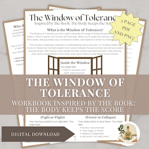The Window of Tolerance Workbook Inspired by The Body Keeps the Score | PTSD Therapy Worksheet | Trauma & Nervous System Regulation