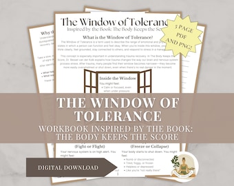 The Window of Tolerance Workbook Inspired by The Body Keeps the Score | PTSD Therapy Worksheet | Trauma & Nervous System Regulation