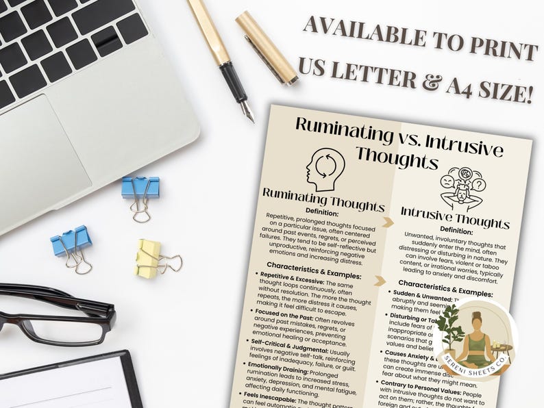 Ruminating Vs. Intrusive Thoughts | CBT Trauma Worksheet | CBT+DBT ...