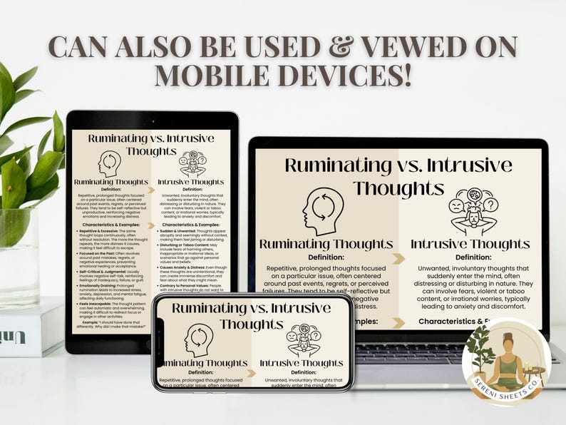 Ruminating Vs. Intrusive Thoughts | CBT Trauma Worksheet | CBT+DBT ...
