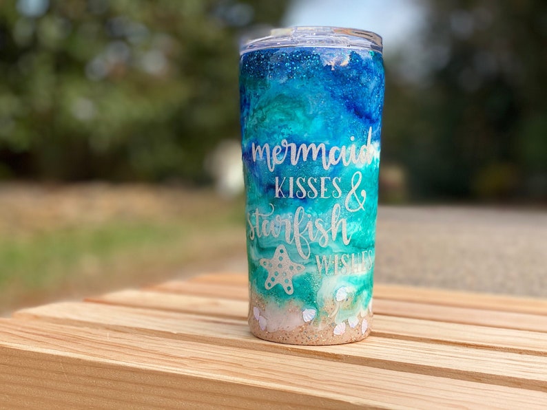 Custom Ocean Beach Waves Sand Epoxy Stainless Steel Tumbler Etsy