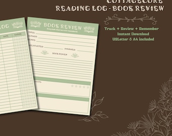Cottagecore Leselogbuch Buchschau zum ausdrucken | Buch Tracker | PDF | Sofortdownload | US Letter A4