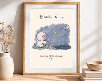 El Duelo Es Elegir Una Estrella Y Llamarla Tuya | Lámina de Arte Sobre el Duelo | Illustrierte Kunst | Arte Para El Duelo | Laden Sie Digital herunter