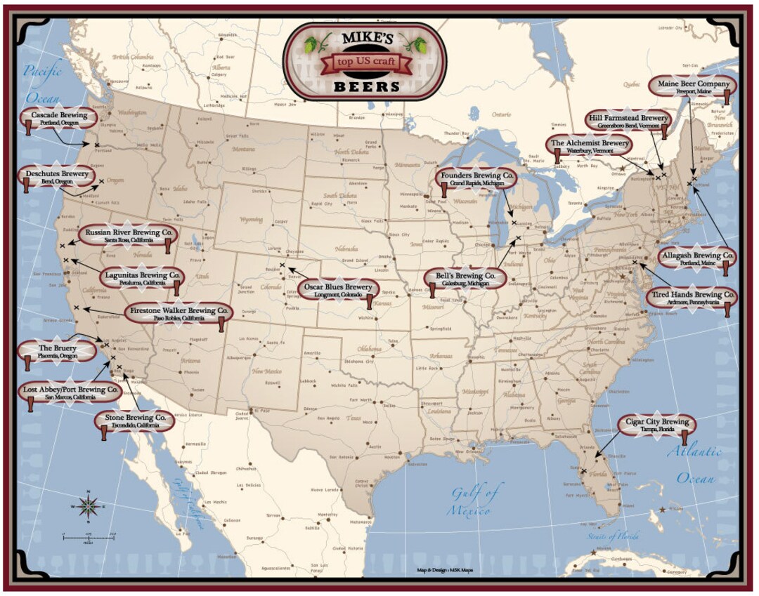 Customized Craft Beer Map - Etsy
