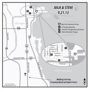 Customized Wedding Invitation Map Inserts
