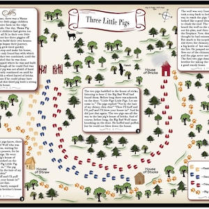 The Three Little Pigs- Fairy Tale Map - Fantasy Map - Grimms
