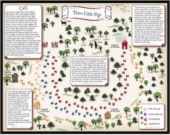 The Three Little Pigs- Fairy Tale Map - Fantasy Map - Grimms