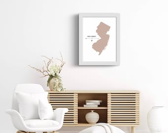 New Jersey Silhouette in tan - Kunst zum Ausdrucken - digitaler Download