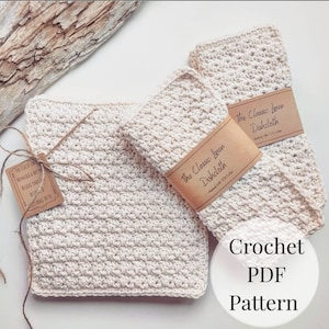The Classic Linen Dishcloth & Potholder Pattern,Crochet Hot Pad pattern,Dishcloth pattern,Crochet Potholder pattern,Crochet washcloth