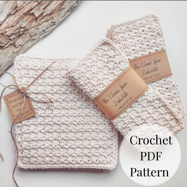 The Classic Linen Dishcloth & Potholder Pattern,Crochet Hot Pad pattern,Dishcloth pattern,Crochet Potholder pattern,Crochet washcloth