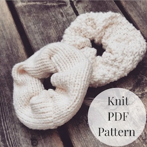 Knit scrunchie pattern/scrunchie pattern/scrunchie/knit scrunchie/hair scrunchie/knitting pattern/scrunchies/two  styles/pdf knit pattern