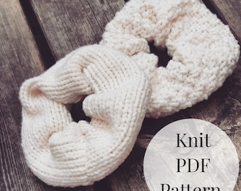 Knit scrunchie pattern/scrunchie pattern/scrunchie/knit scrunchie/hair scrunchie/knitting pattern/scrunchies/two  styles/pdf knit pattern