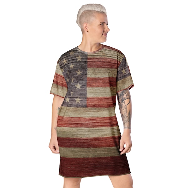 Élégante robe de t-shirt drapeau américain des États-Unis