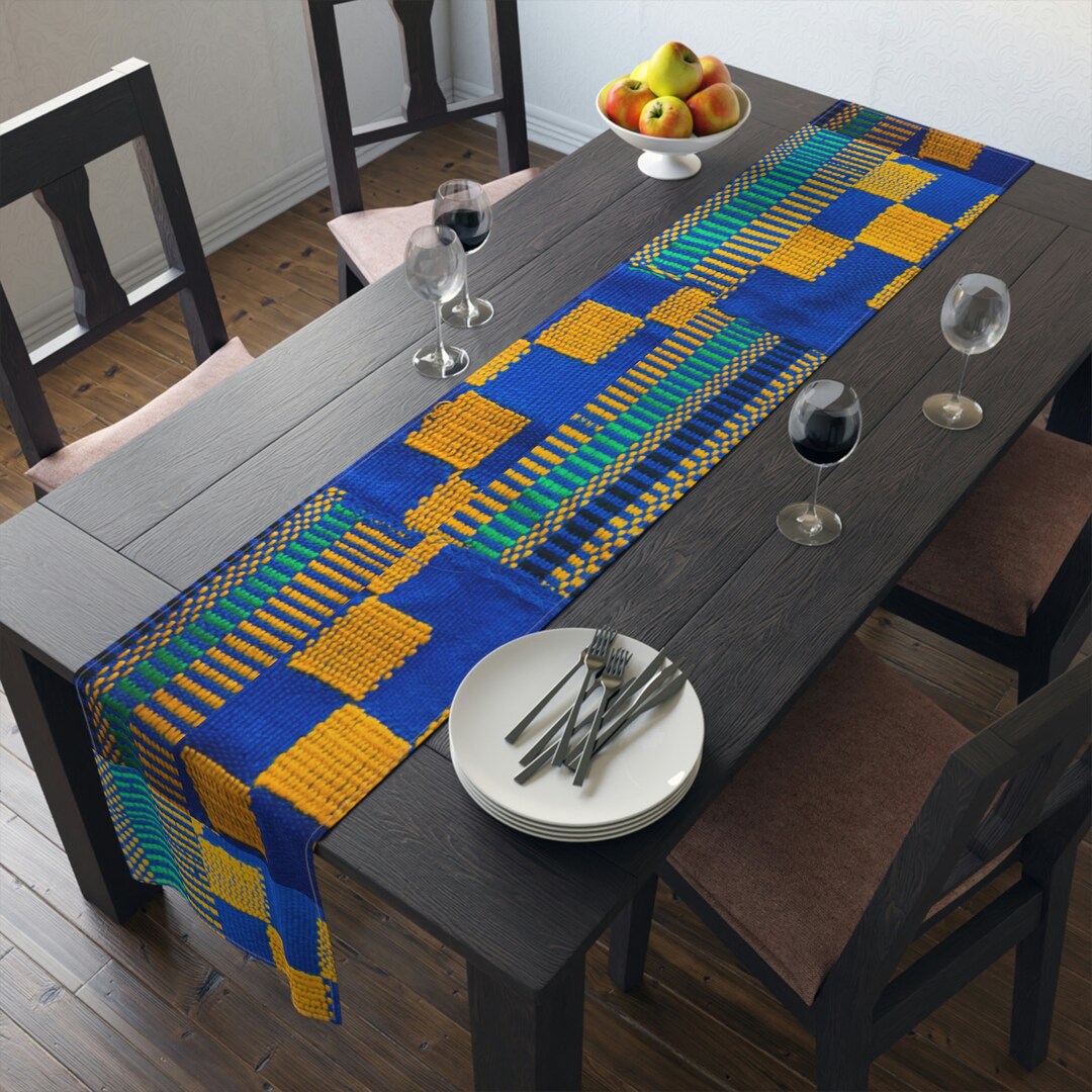 Blue Kente Cloth Table Runner Etsy
