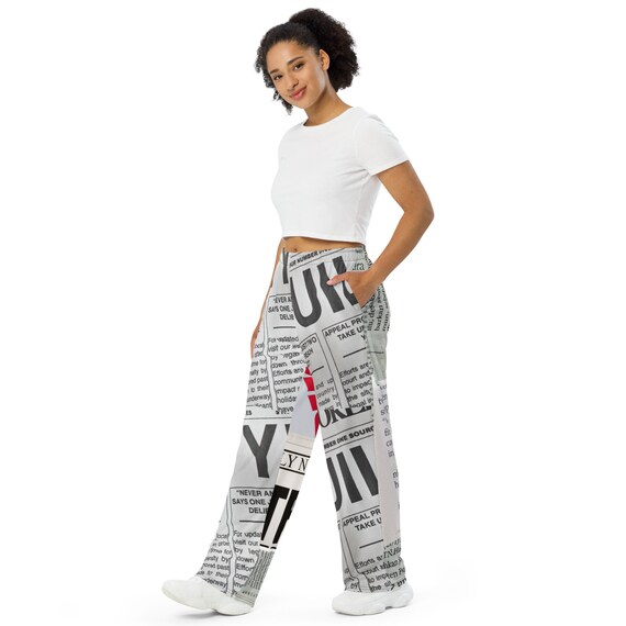 Newspaper Print Comfort Pants Unisex Pants Eclectic Etsy