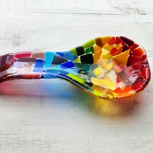 Rainbow Mosaic Glass Spoon Rest image 2